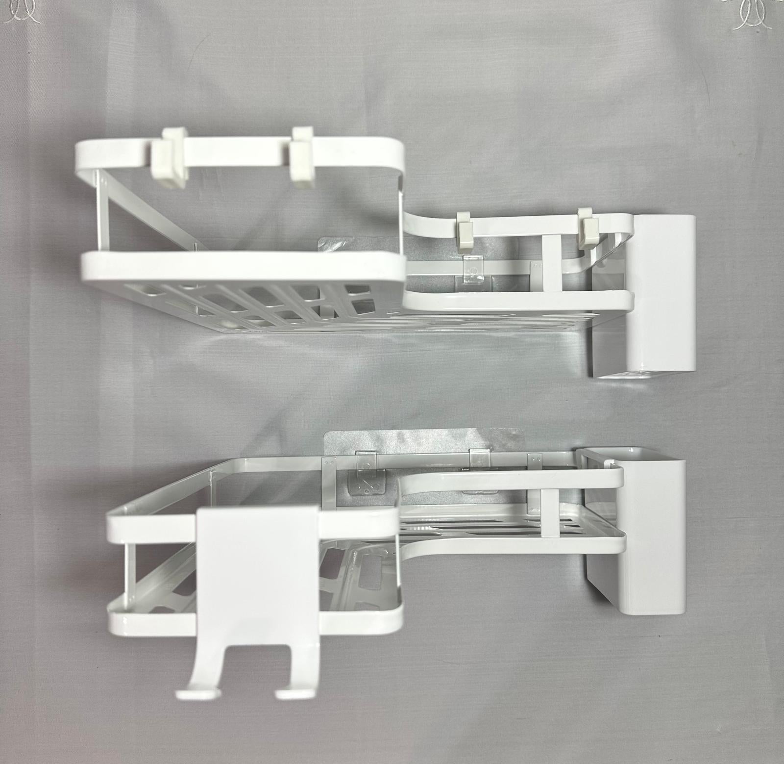 Bathroom storage rack with adhesive band set, 25cm x 25cm x 5cm, 2 pcs