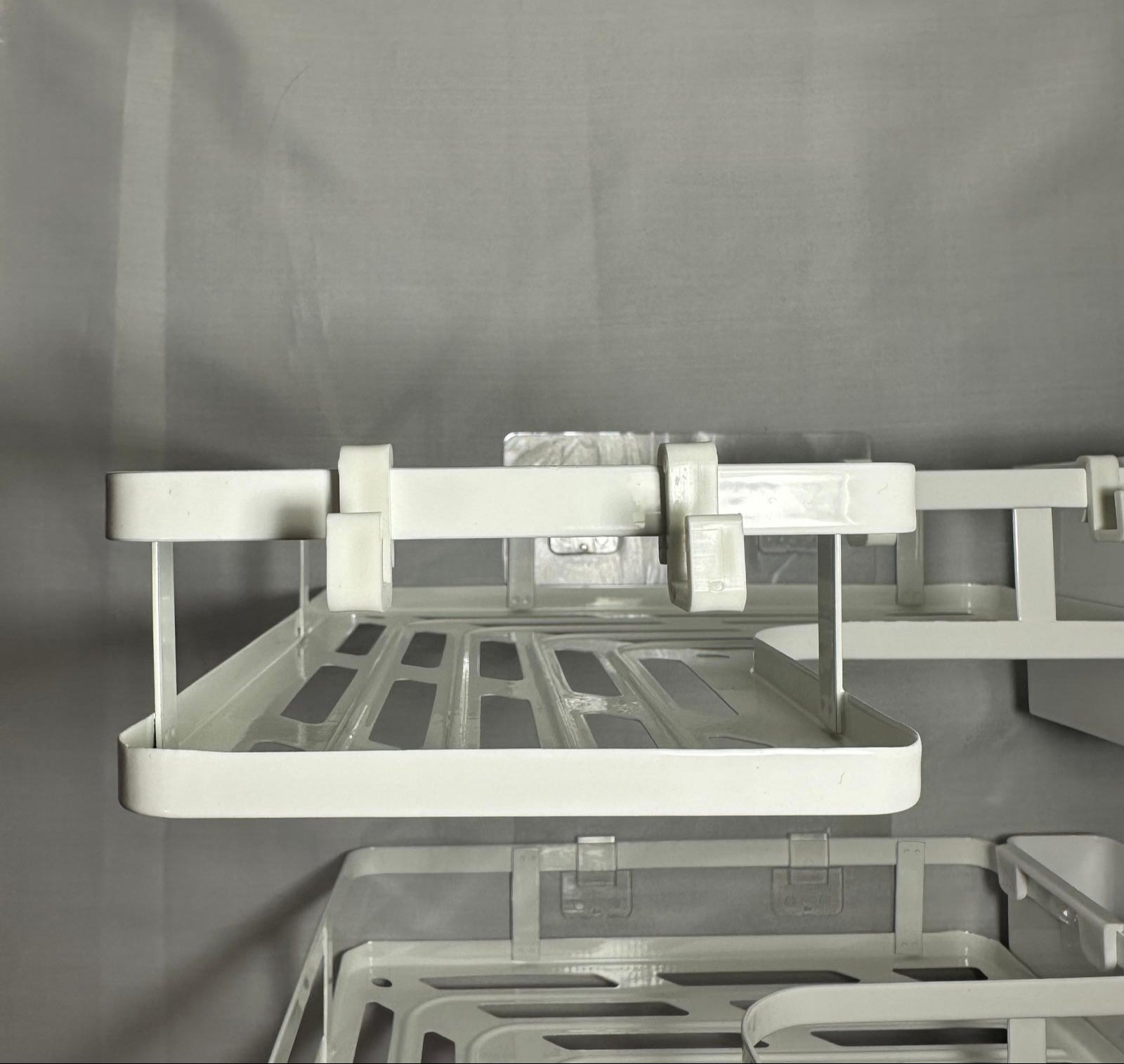 Bathroom storage rack with adhesive band set, 25cm x 25cm x 5cm, 2 pcs