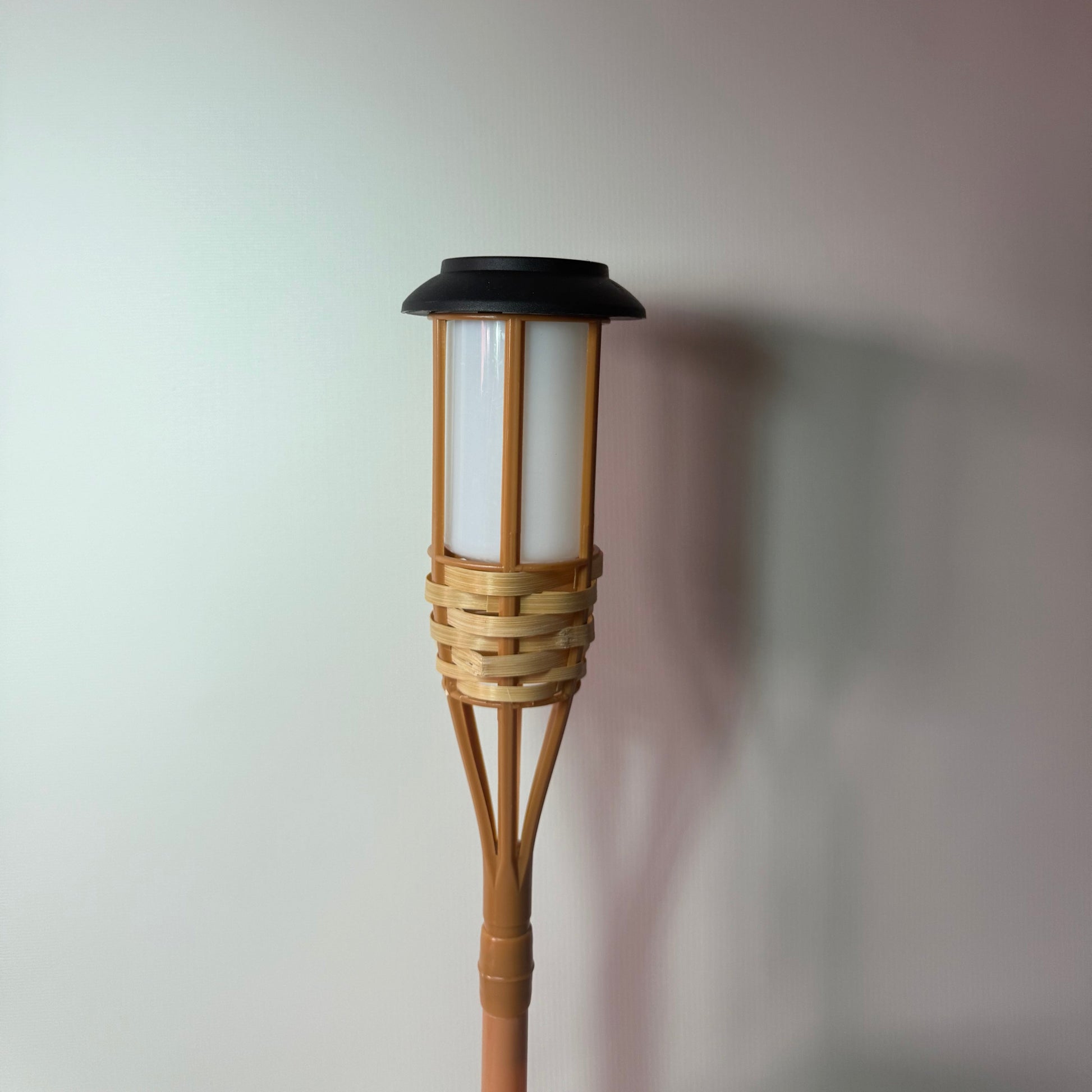 Decorative solar light with bamboo insertions, 9cm x 9cm x 60cm
