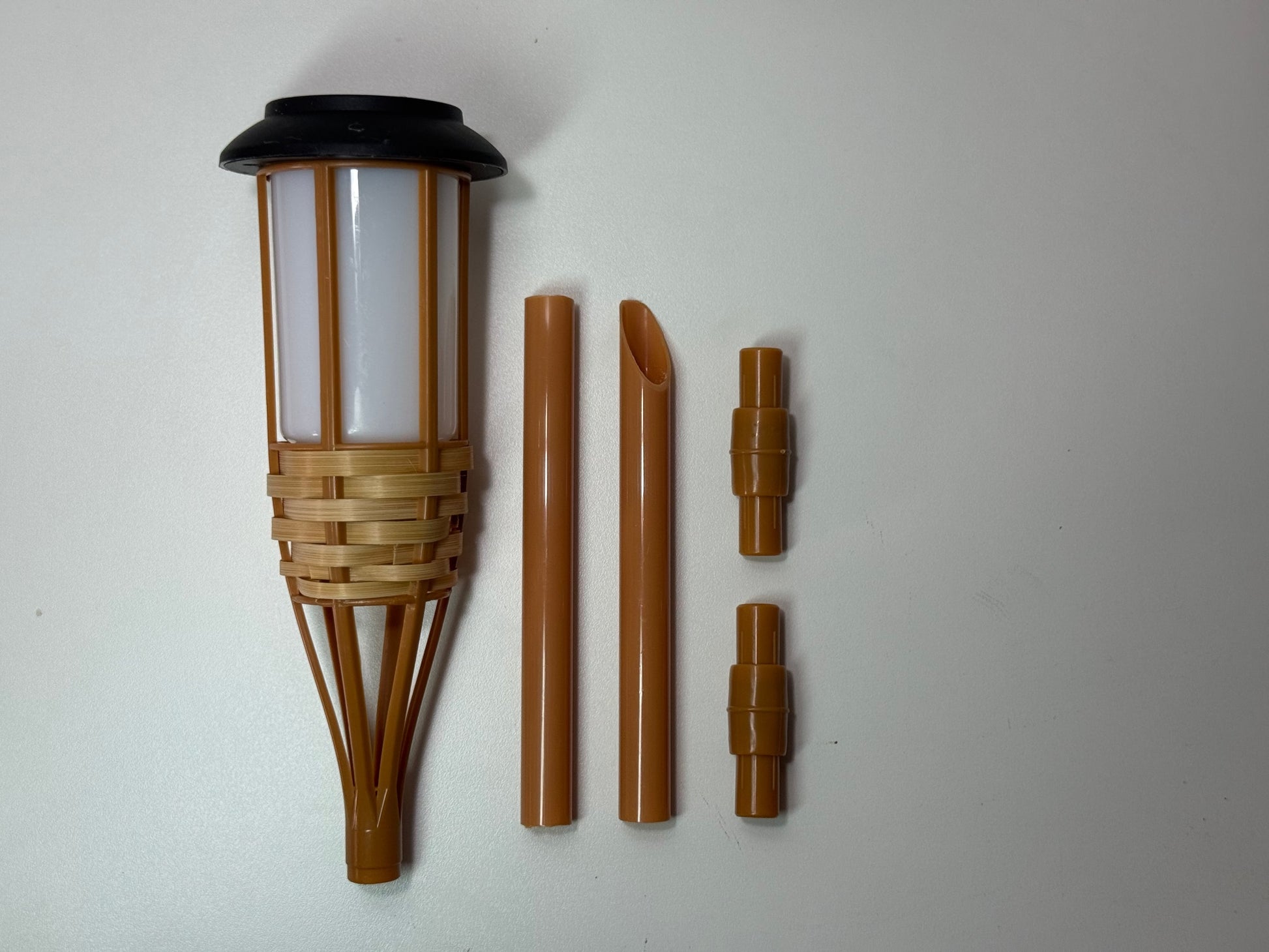 Decorative solar light with bamboo insertions, 9cm x 9cm x 60cm