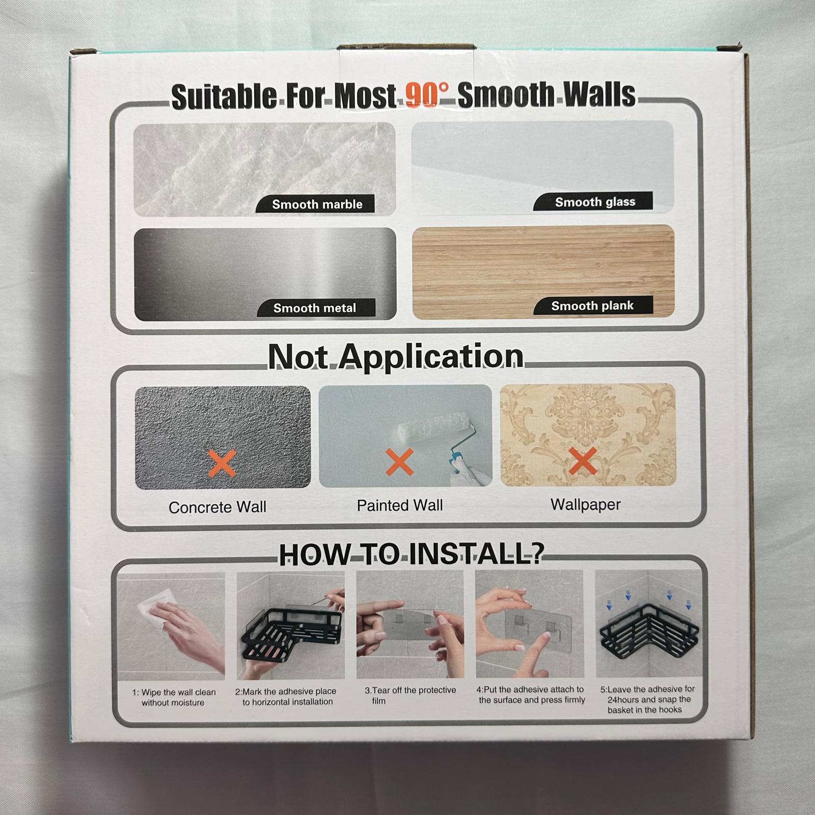 Bathroom storage rack with adhesive band set, 25cm x 25cm x 5cm, 2 pcs