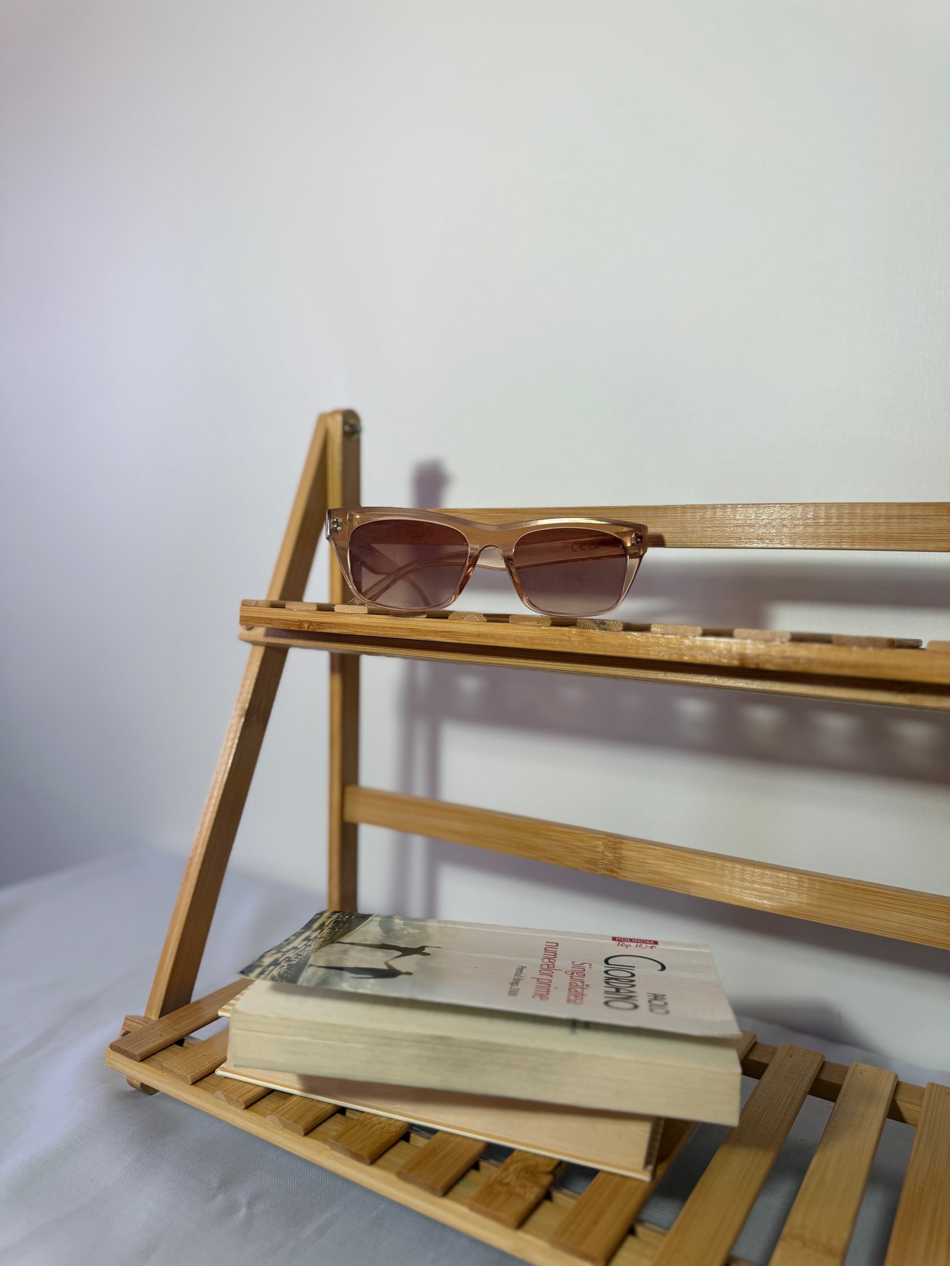 Desktop bamboo storage rack with 2 levels, 50cm x 18cm x 35cm