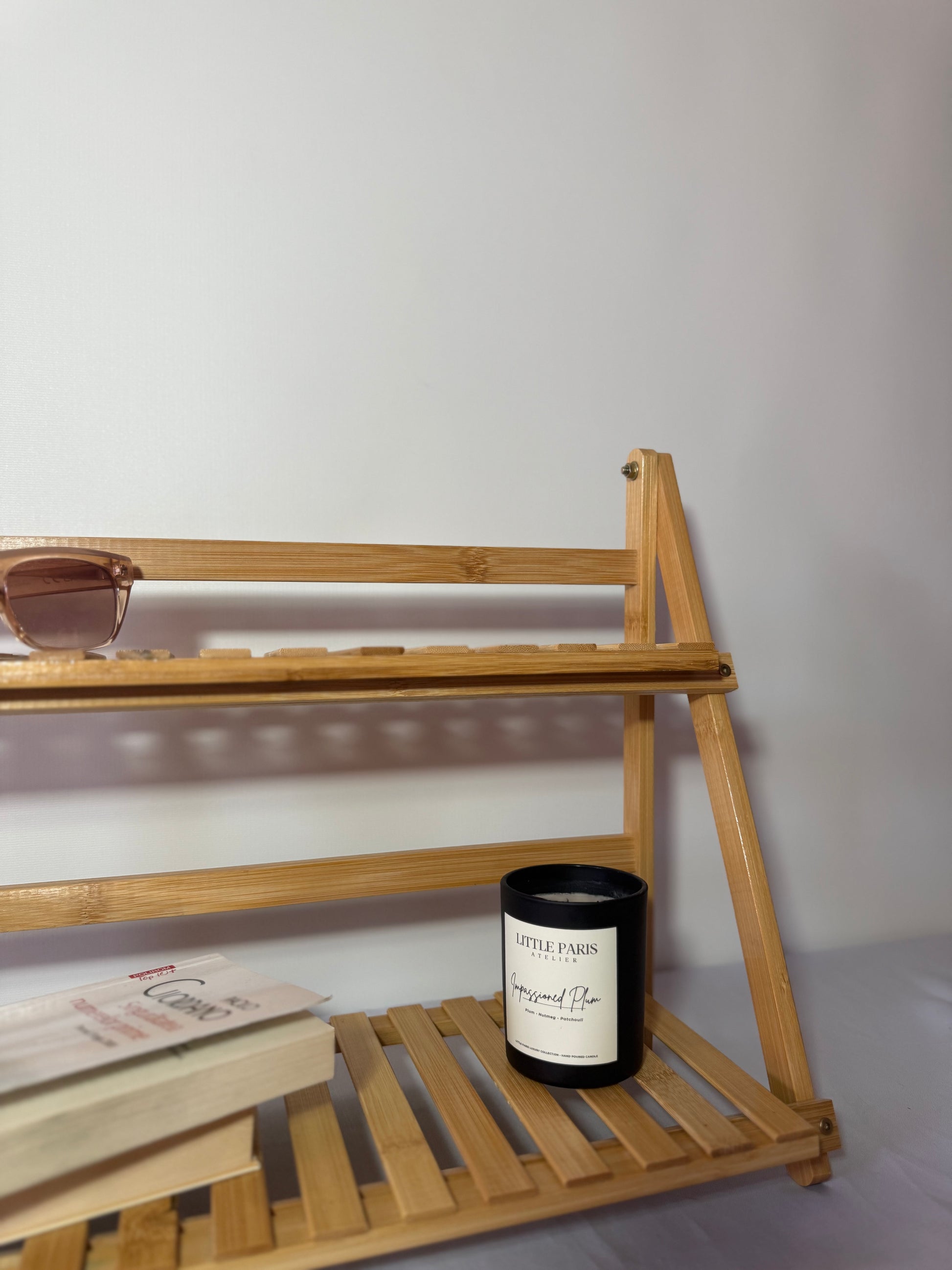 Desktop bamboo storage rack with 2 levels, 50cm x 18cm x 35cm