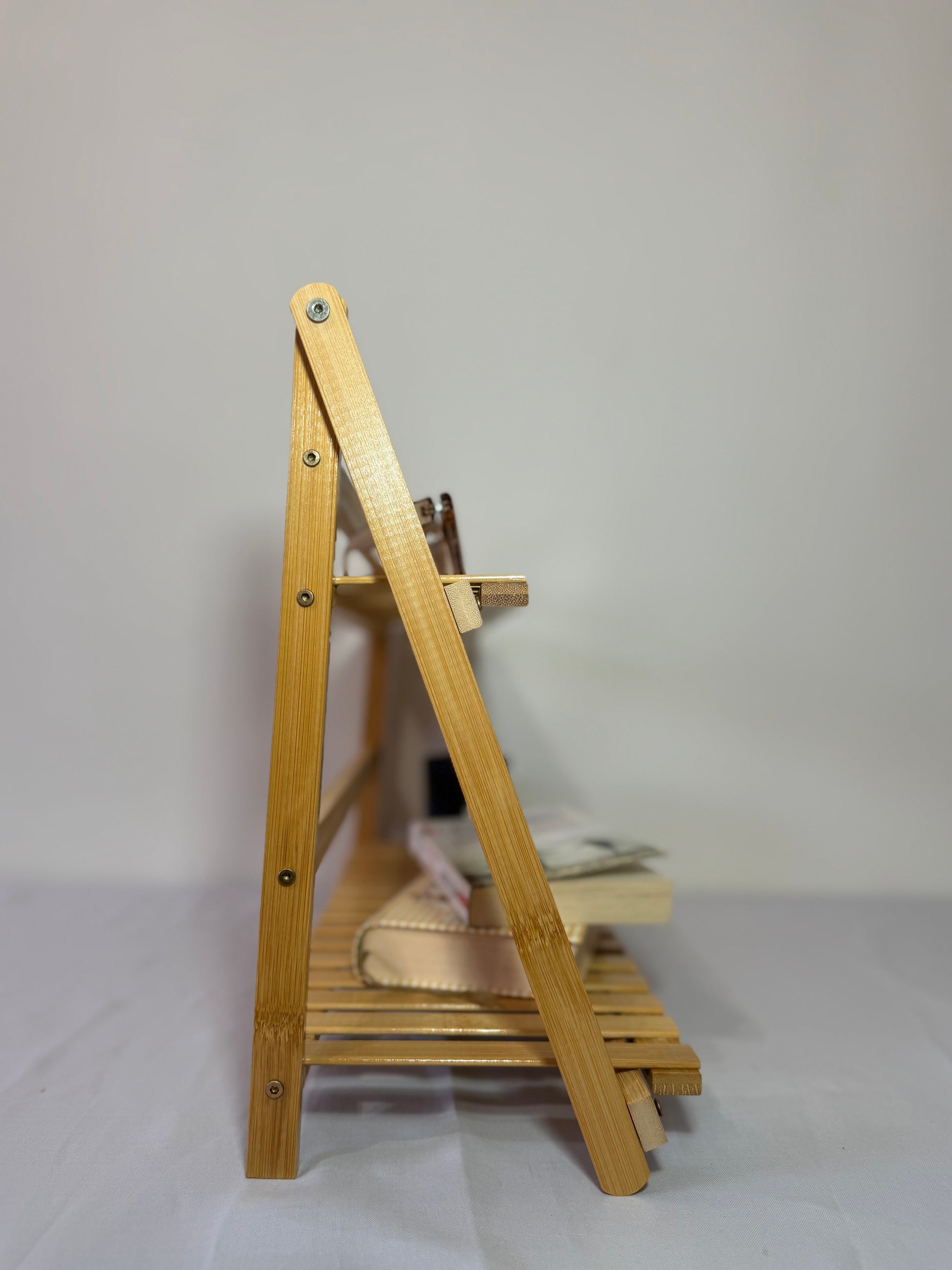 Desktop bamboo storage rack with 2 levels, 50cm x 18cm x 35cm