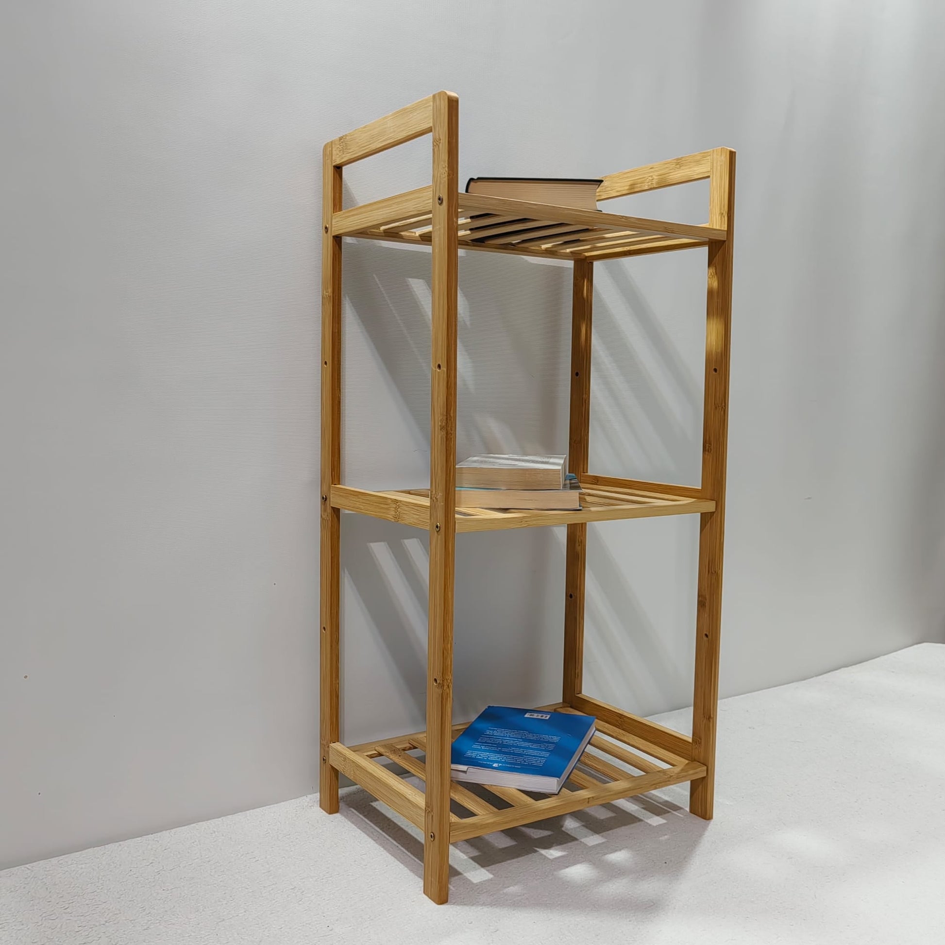 Etajera deschisa cu 3 polite din bambus, 35cm x 25cm x 71cm
