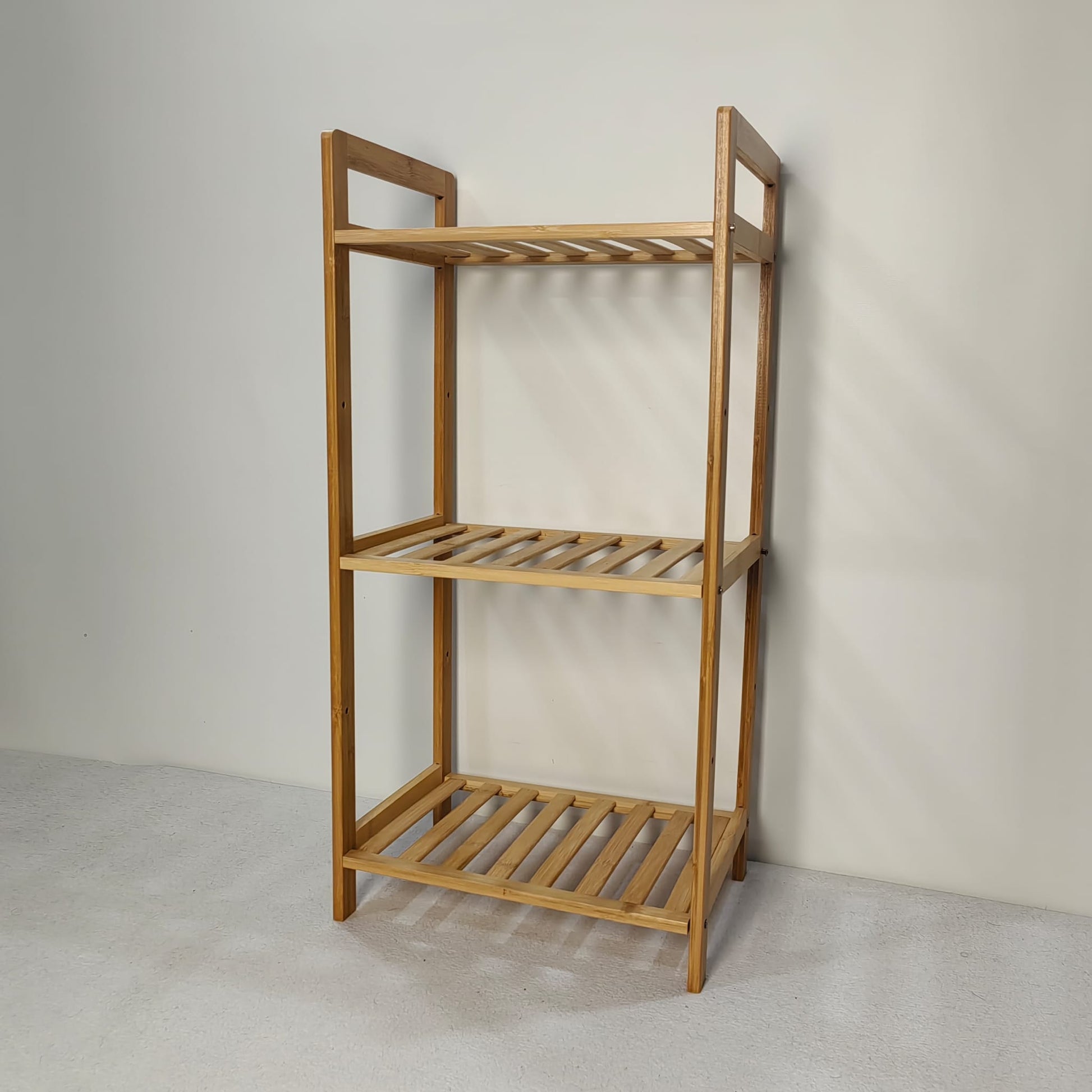 Etajera deschisa cu 3 polite din bambus, 35cm x 25cm x 71cm
