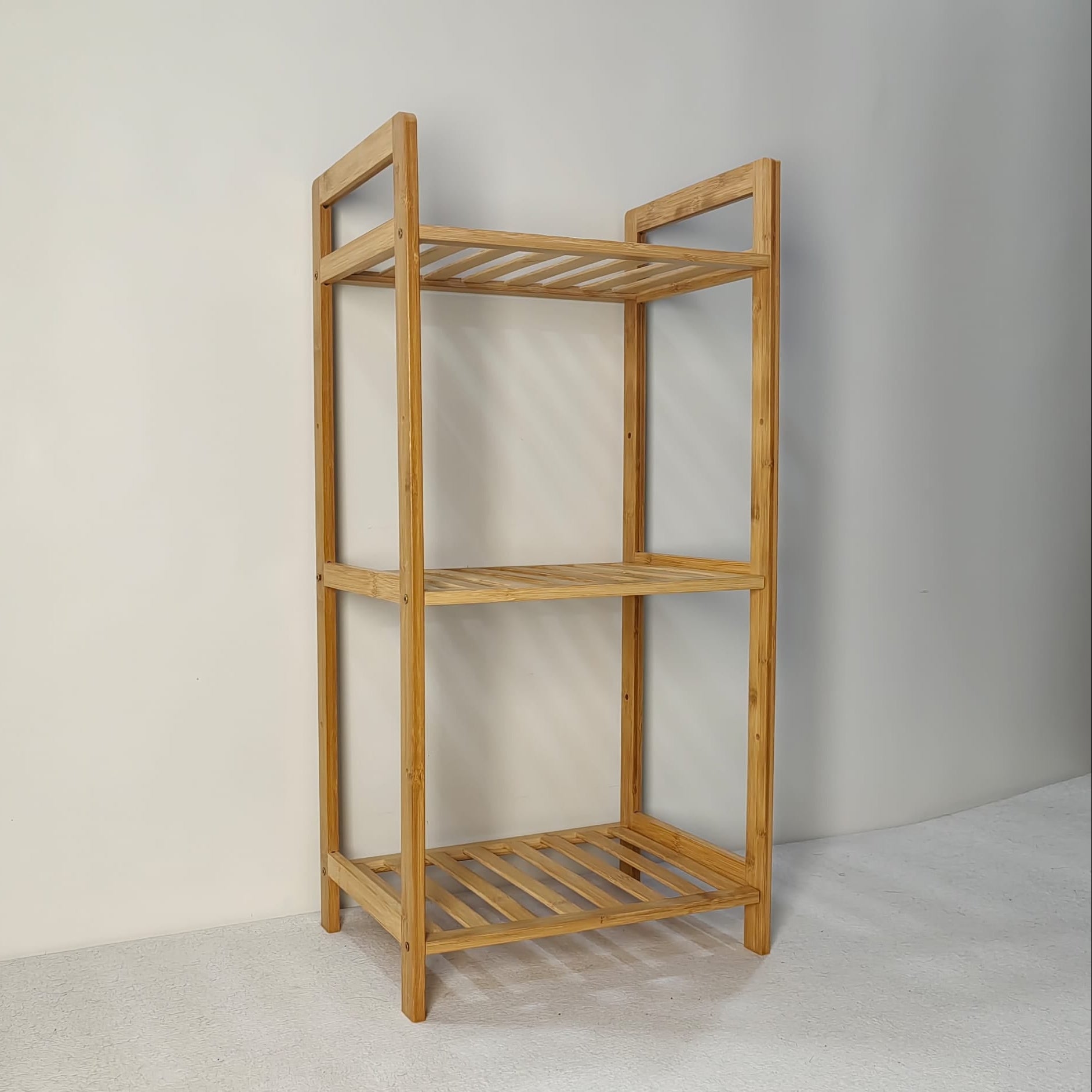 Etajera deschisa cu 3 polite din bambus, 35cm x 25cm x 71cm