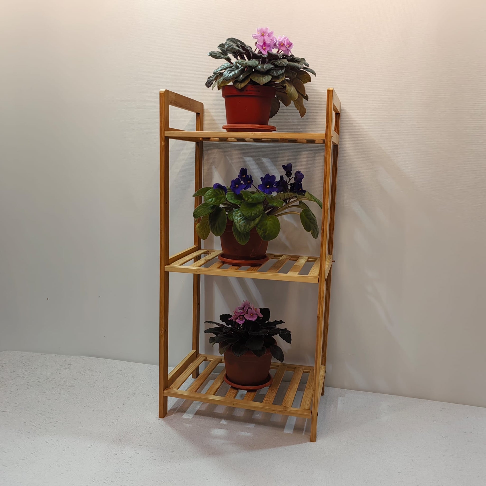 Etajera deschisa cu 3 polite din bambus, 35cm x 25cm x 71cm