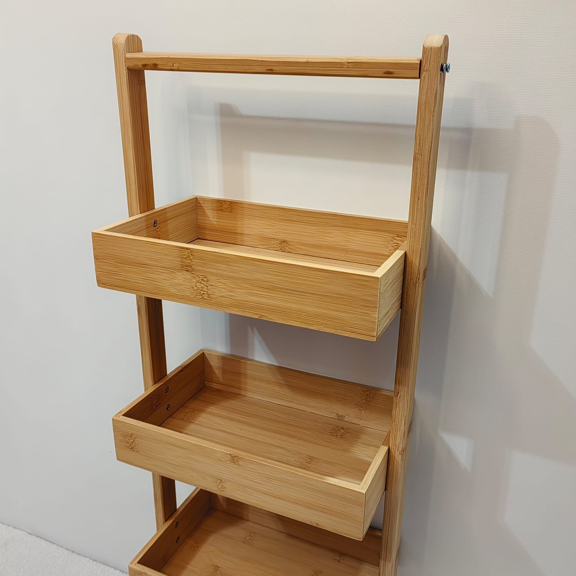 Bamboo standing bathroom shelf with 4 levels, 31cm × 18cm × 84.5cm
