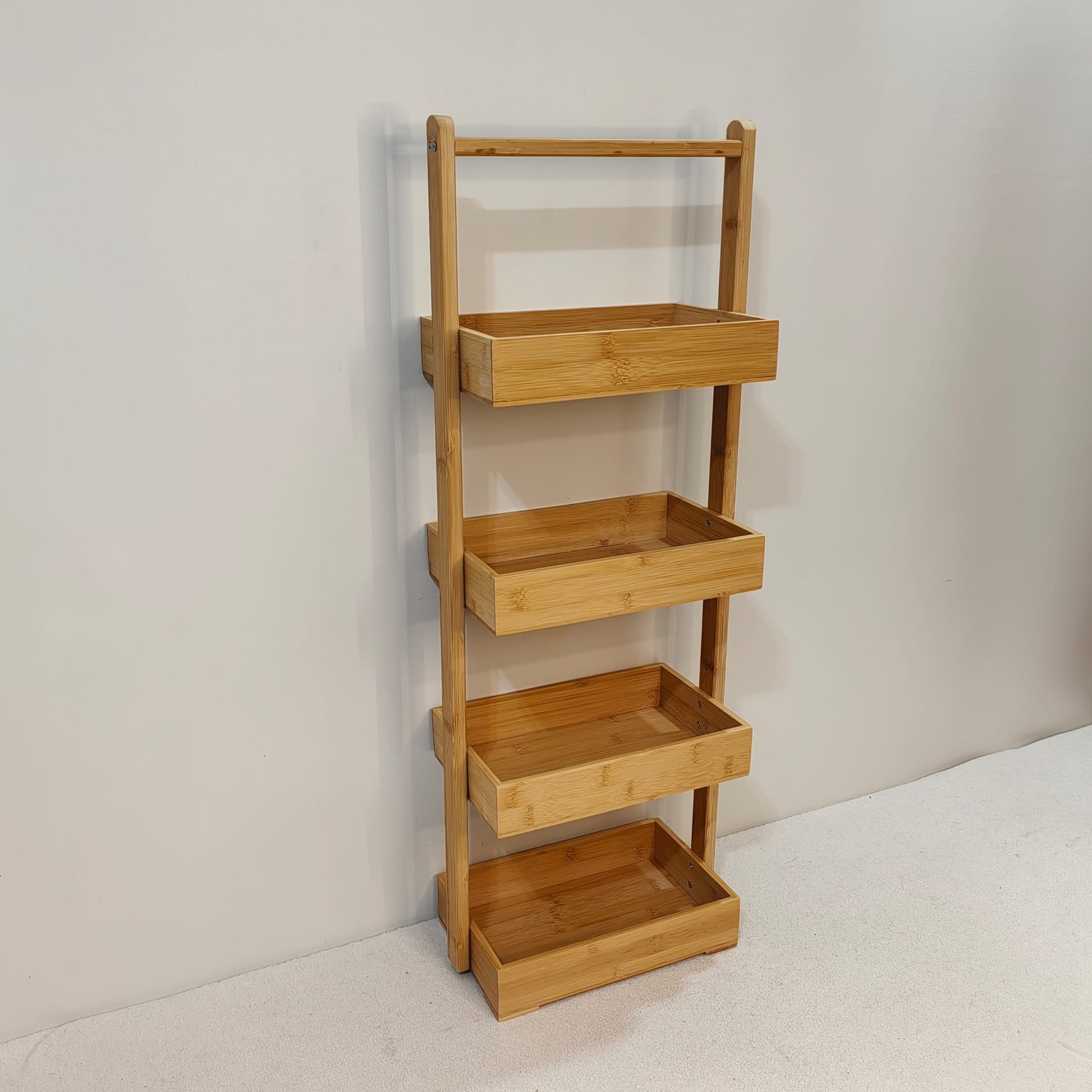 Bamboo standing bathroom shelf with 4 levels, 31cm × 18cm × 84.5cm