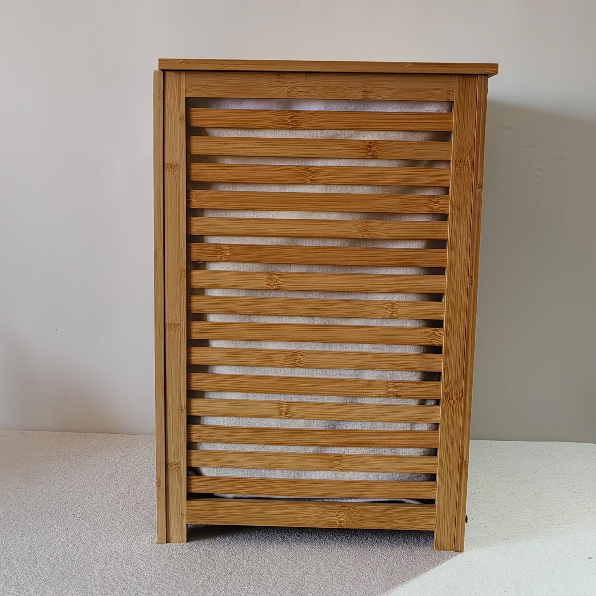 Cos de rufe din bambus cu capac, 38.5cm x 40.5cm x 58cm