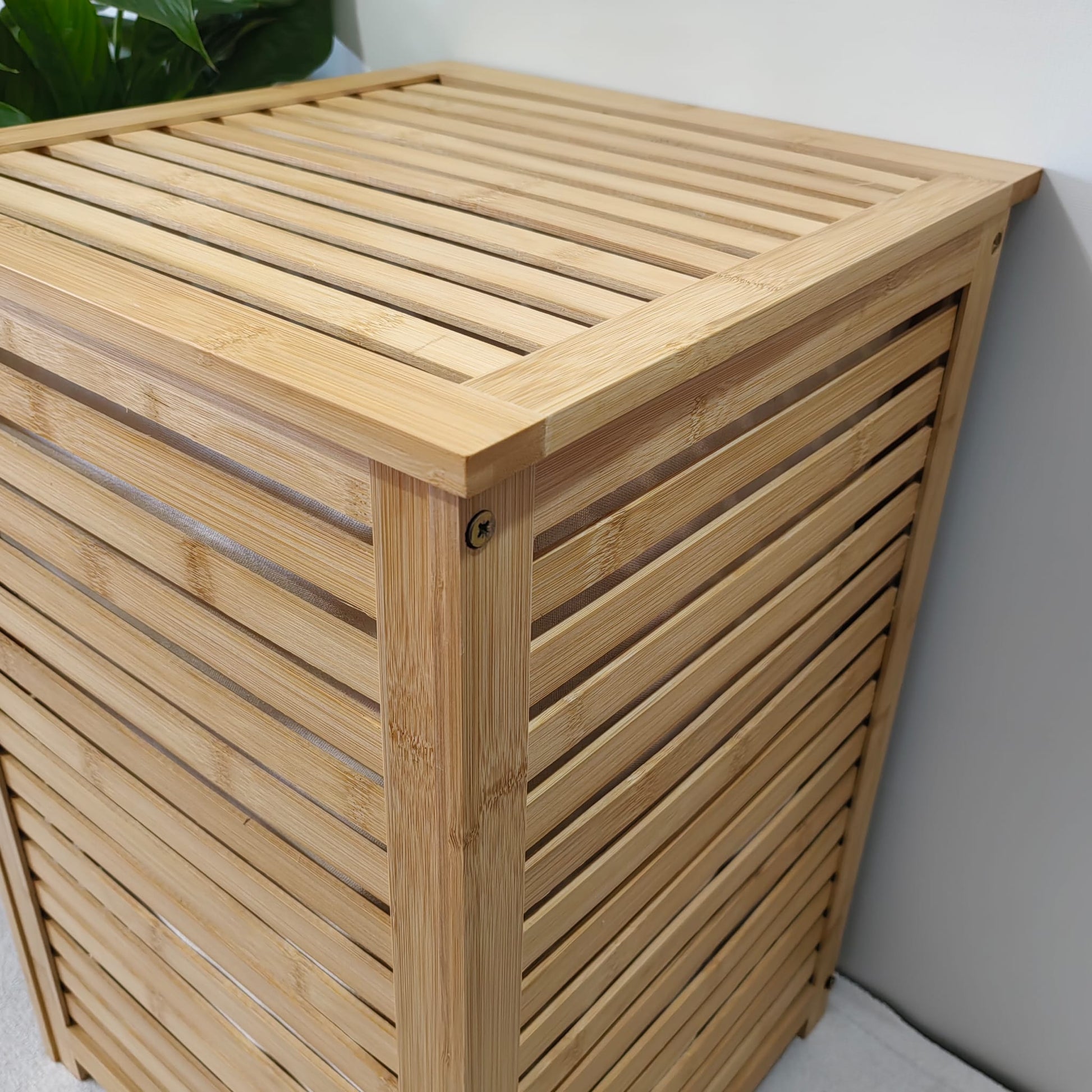 Cos de rufe din bambus cu capac, 38.5cm x 40.5cm x 58cm