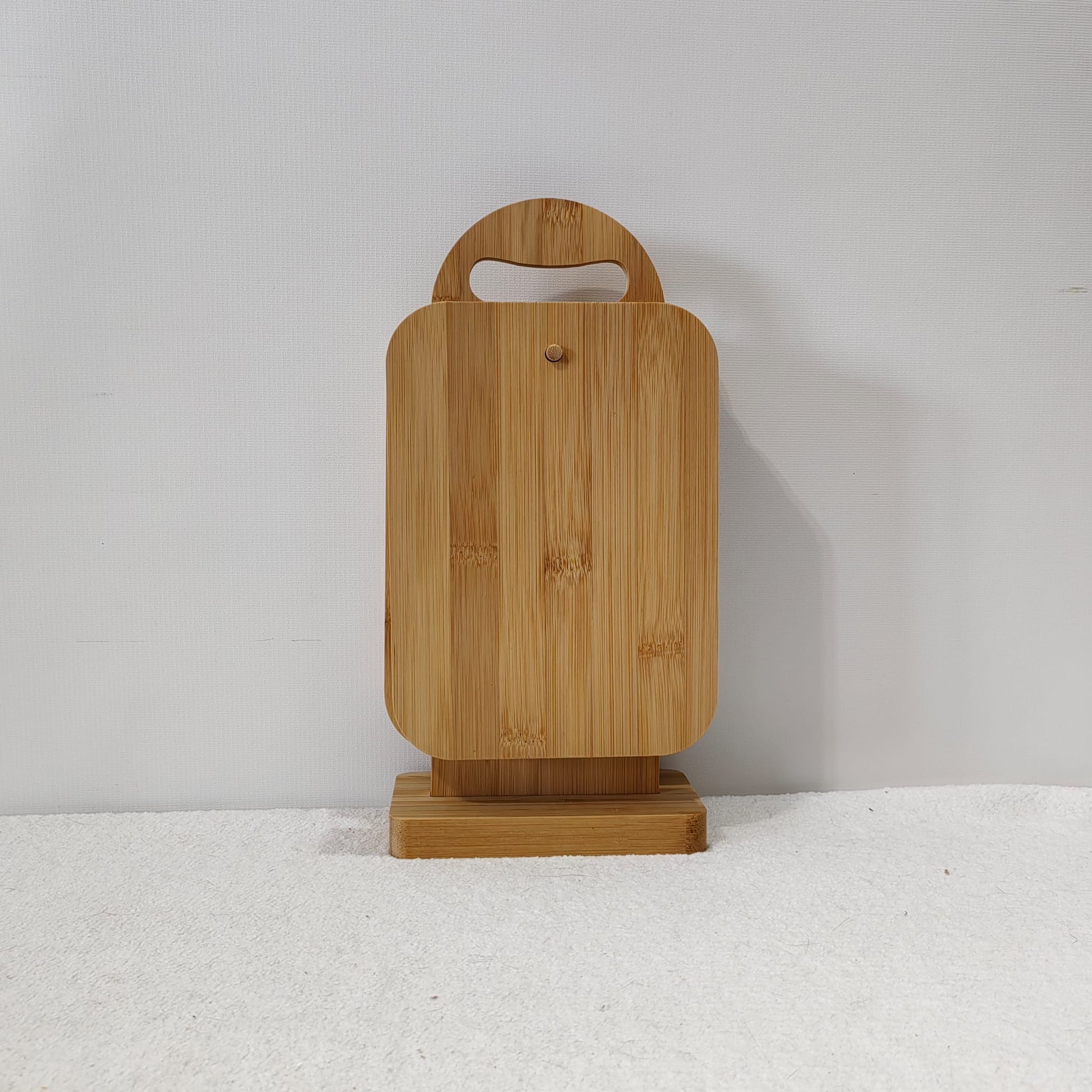 Set of 6 bamboo cutting boards with bamboo holder, 22cm x 16.5cm x 1cm