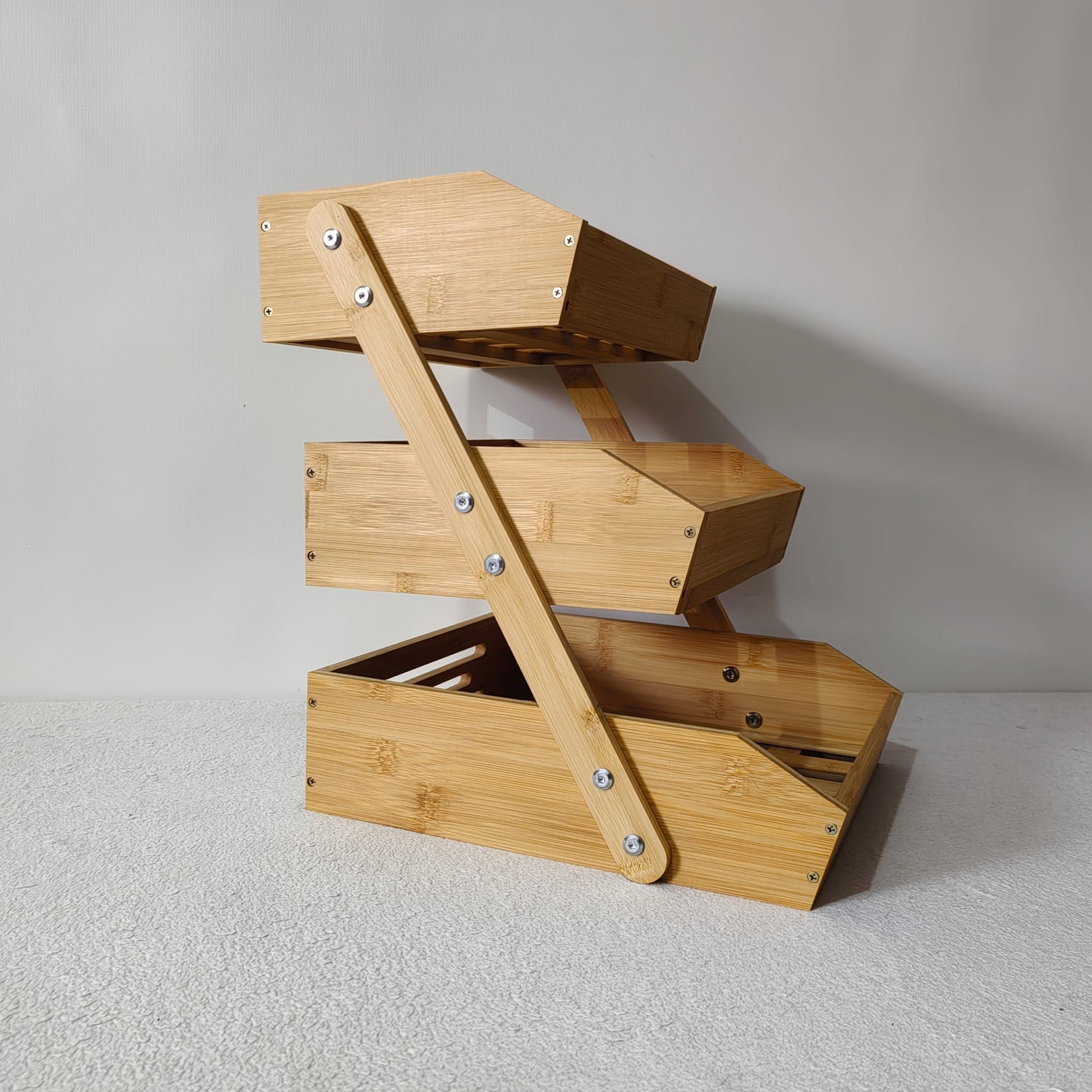 Bamboo bathroom shelving unit with 3 tiers, 30cm x 34cm x 40cm