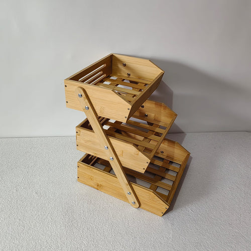 Etajera cu 3 polite de baie din bambus, 30cm x 34cm x 40cm