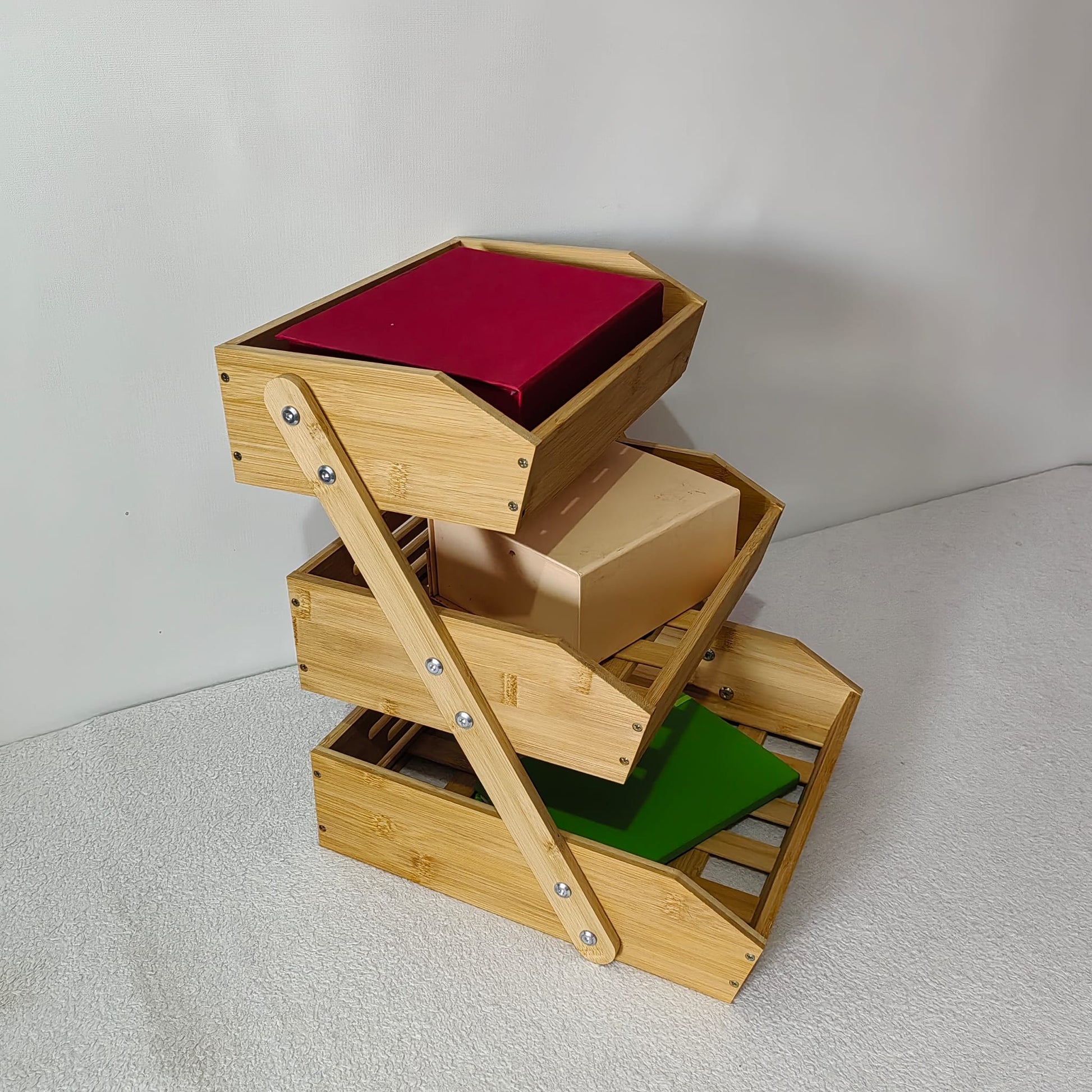 Bamboo bathroom shelving unit with 3 tiers, 30cm x 34cm x 40cm